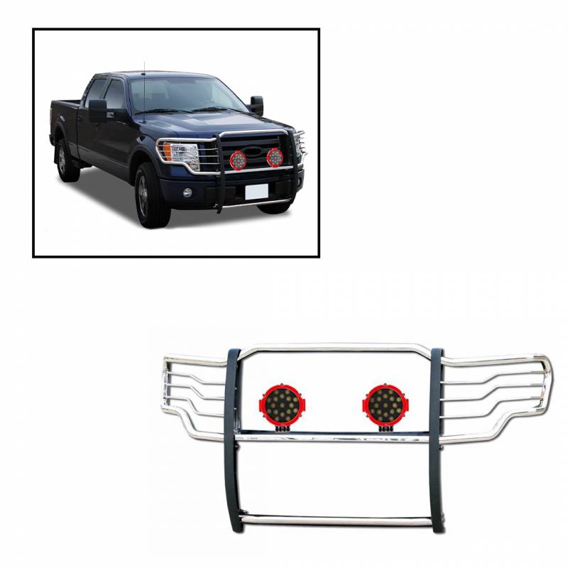 Grille Guard Kit | Stainless | With Set of 7" Red LED
