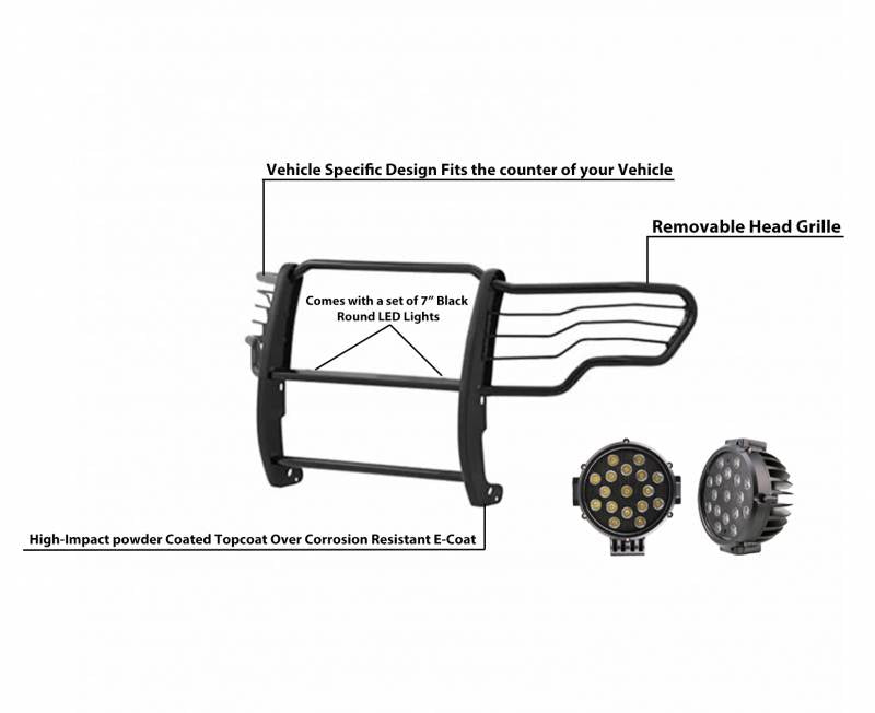 Grille Guard Kit | Black | With Set of 7" Black LED