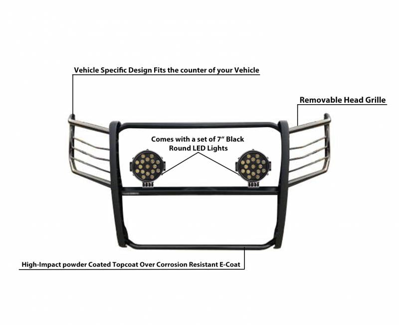 Grille Guard Kit | Black | With Set of 7" Black LED