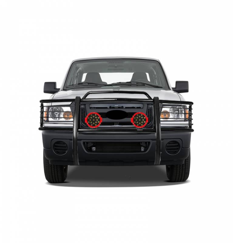 Grille Guard Kit | Black | With Set of 7" Red LED