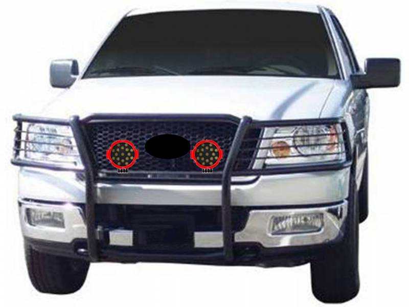 Grille Guard Kit | Black | With Set of 7" Red LED