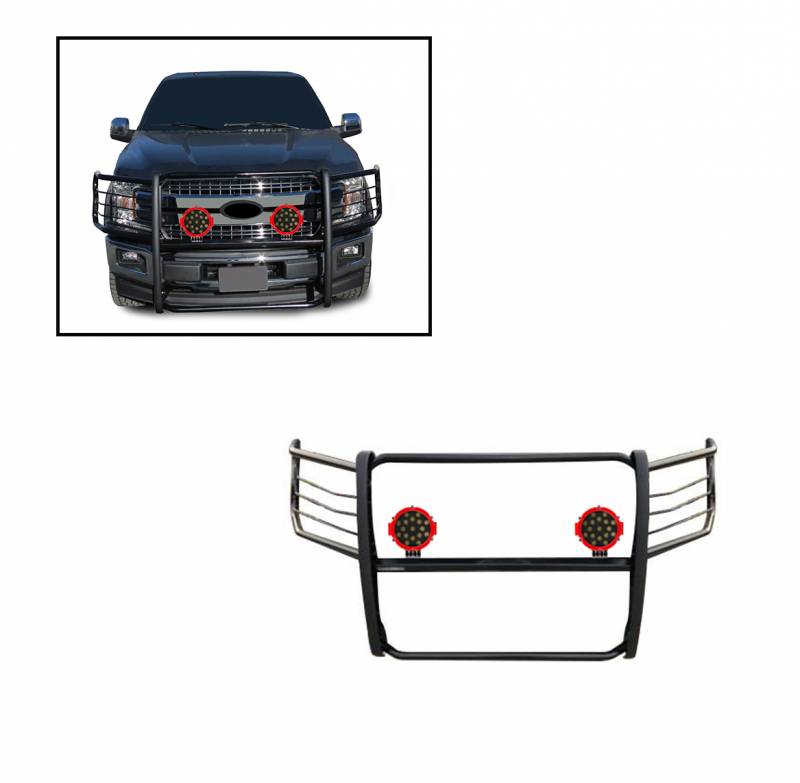 Grille Guard Kit | Black | With Set of 7" Red LED