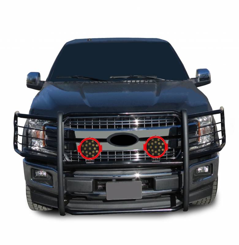Grille Guard Kit | Black | With Set of 7" Red LED