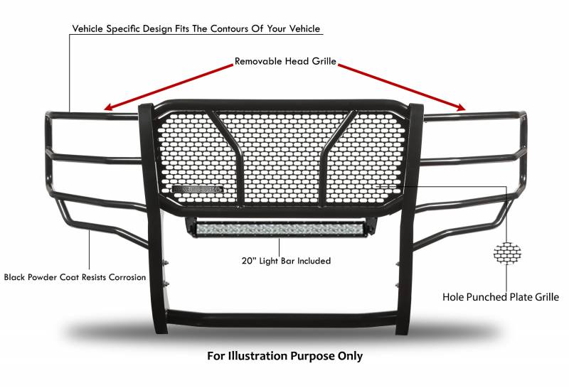 Rugged Heavy Duty Grille Guard Kit | Black