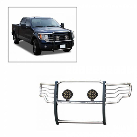 Grille Guard Kit | Stainless | With Set of 7" Black LED