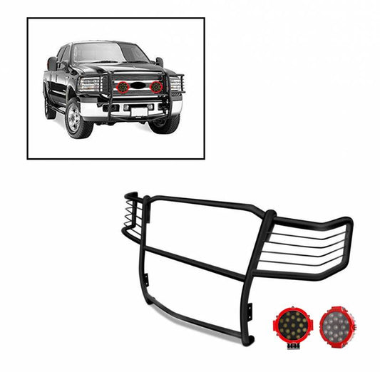 Grille Guard Kit | Black | With Set of 7" Red LED