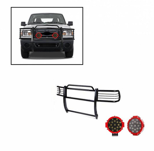 Grille Guard Kit | Black | With Set of 7" Red LED