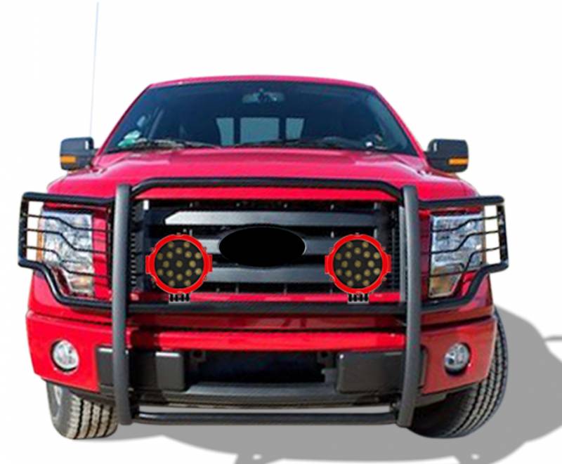 Grille Guard Kit | Black | With Set of 7" Red LED
